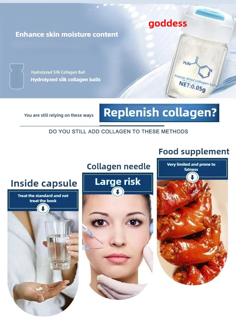 Korea Facial Hydrolyzed Silk Protein Collagen Thread Ball Serum Moisturiz Hydration Lifting Firm Fine lines Essence SkinCare