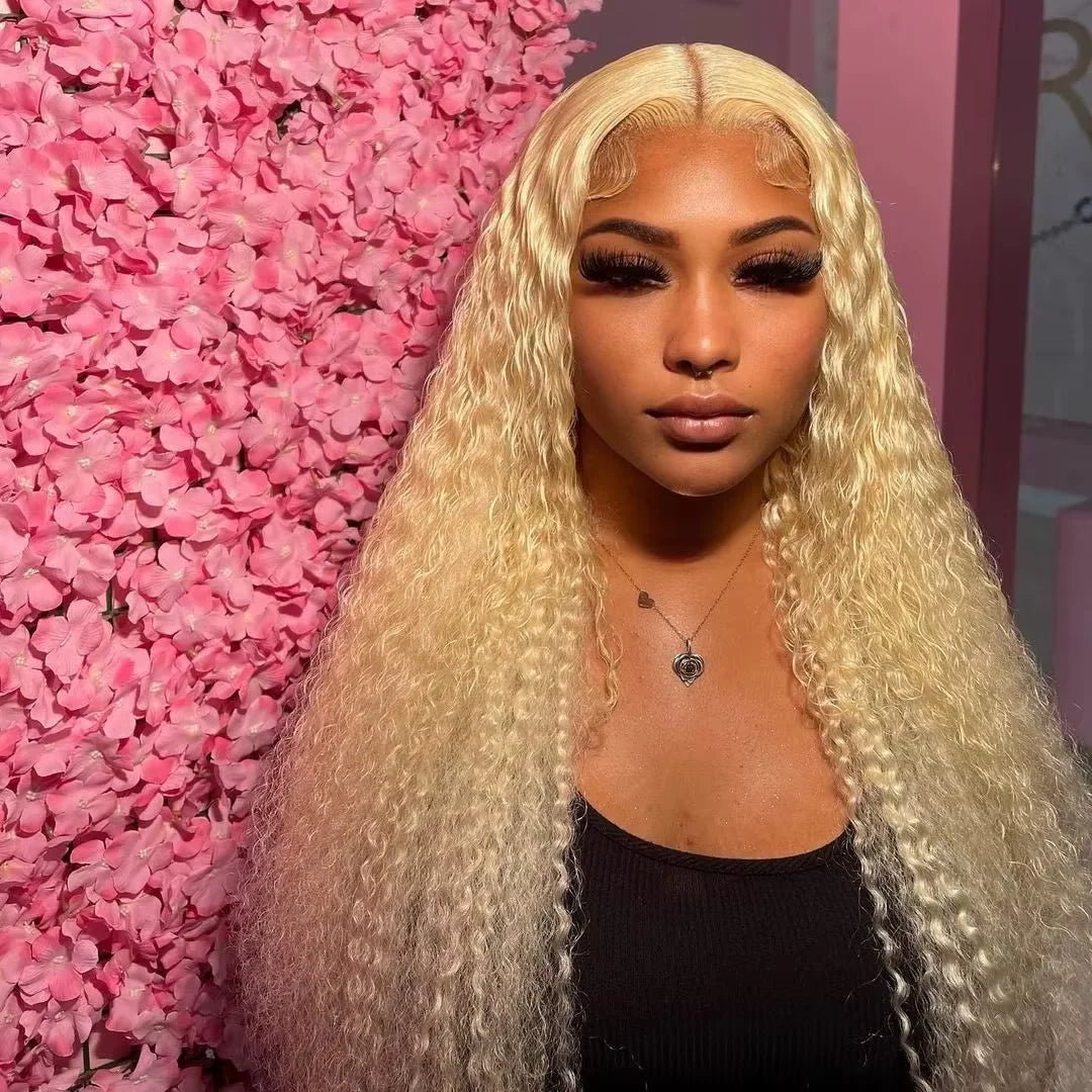 Deep Wave 13x6 HD Lace Frontal Human Hair Wig 30 40 Inch Curly 613 Honey Blonde Water Wave 13x4 Lace Front Wigs For Women 250% Badiee Stylez