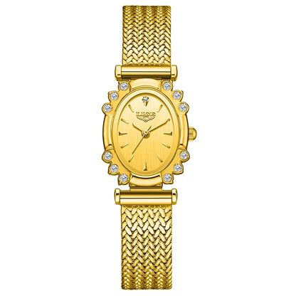 LIGE 2025 New Gold Square Watch For Women Simple Fashion Waterproof Quartz Ladies Watches Ultra-Thin Mesh Women's Bracelet Watch all gold