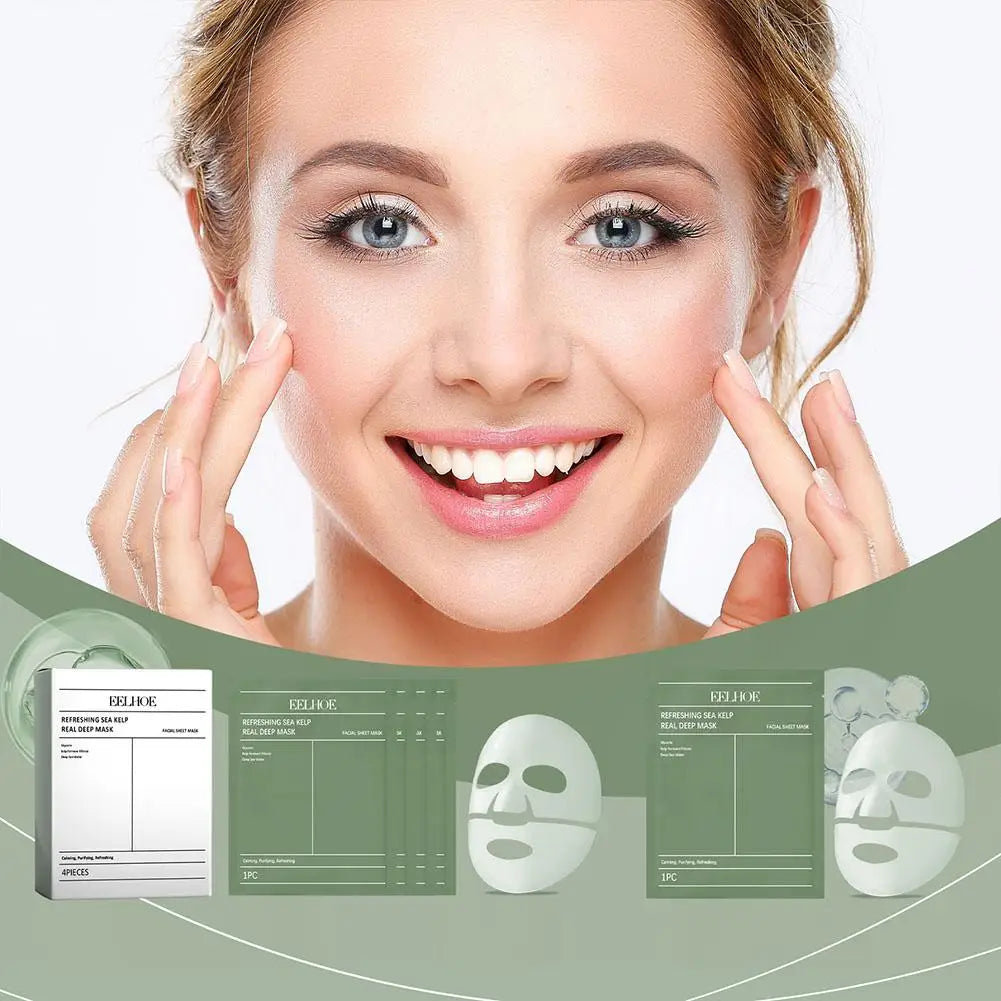 1/4Pcs Deep Collagen Overnight Face Mask Seaweed Collagen Essence Hydrating Overnight Hydrogel Mask Improve Elasticity, Firming