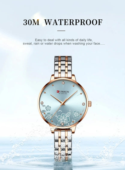 CURREN Brand Fashion Women Watches Stainless Steel Ultra Thin Quartz Watch Woman Romantic Clock Women's Watches Montre Femme