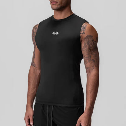 Men's Running Compression Vest Gym Clothing Sports Fitness Tank Tops Quick Dry Workout Sportswear O Neck Tight Sleeveless Shirt