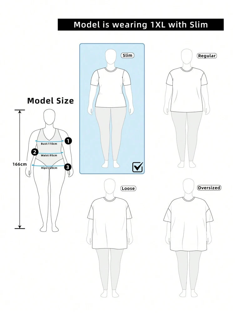 Plus Size Rave Coachella Women's Plus Size Skinny Whole Simple Fashion Neckline Bundle Stripe Short Sleeve T-Shirt
