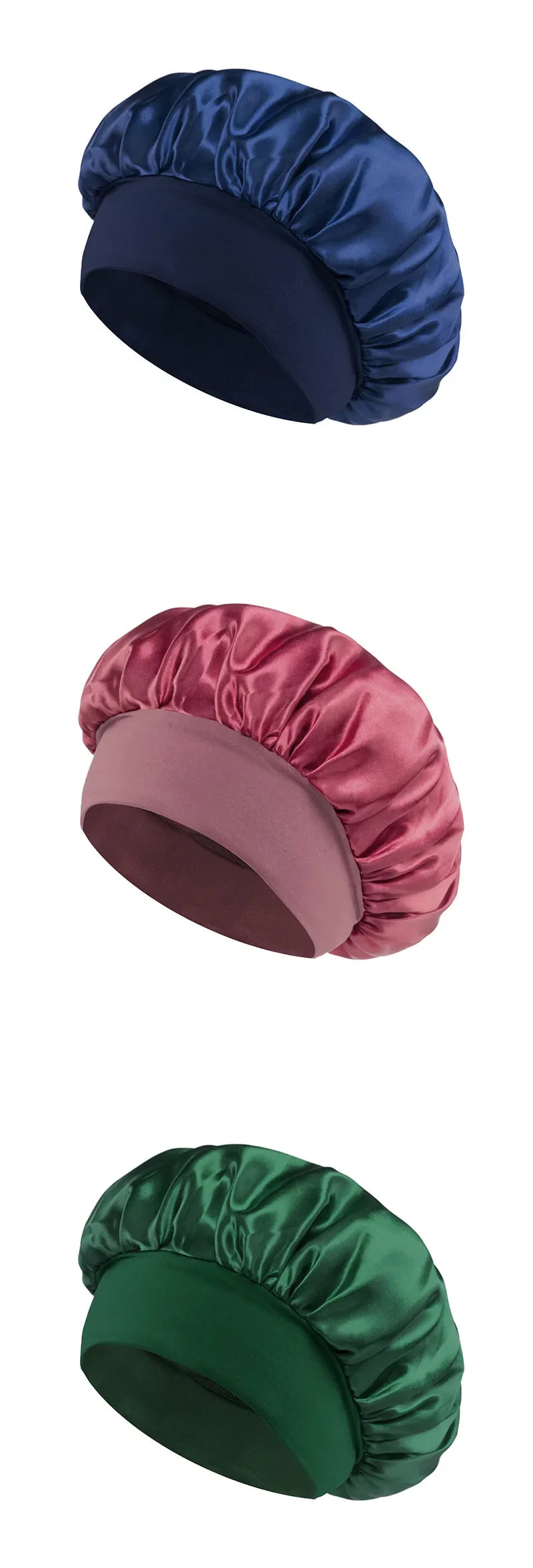 Women Satin Bonnet Hair Bonnet for Sleeping Hair Care Silk Bonnets Solid Wide-brimmed Sleeping Hat with Elastic Soft Band Badiee Stylez
