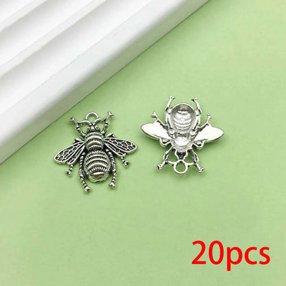 Random 20pcs Alloy Bee Design Charms Vintage Insect Pendants for DIY Bracelet Necklace Jewelry Making Accessories style 7