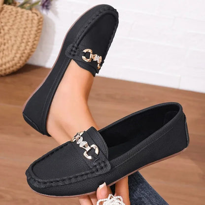 Women's Casual Slip on Mary Jane Shoes 2025 Spring Autumn New Fashion Round Toe Solid Soft Sole Flat Loafers Zapatos De Mujer
