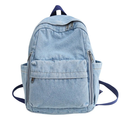 Large Capacity Denim Backpack Custom Embroidered Name Boys Girls Travel Backpack Personalized Daily Rucksack with Any Names Blue