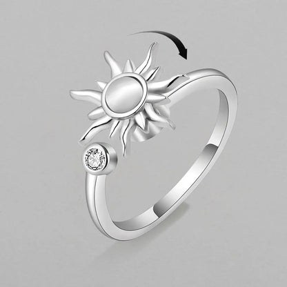 925 Sterling Silver Zircon Sunflower Spinner Rings for Women Adjustable Anti Stress Rings Fashion Party Gift 2022 New Hot Sale