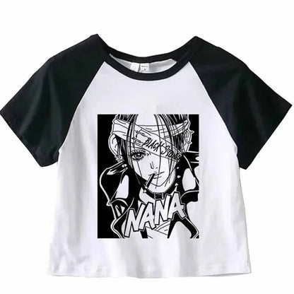 Nana Japanese Short Sleeves Anime Summer Crop Top T Shirt Casual Harajuku T Shirt Top Women Heart Graphic Tees Anime T-shirt 5