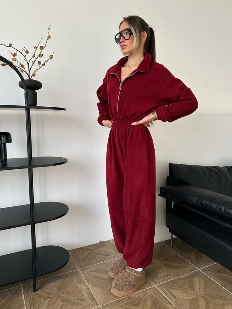 Jumpsuits Women Rompers One Piece Full Sleeve Zipper Overalls Long Pants Elastic High Waist Rompers Y2k Streetwear Jumpsuit 2025 Badiee Stylez