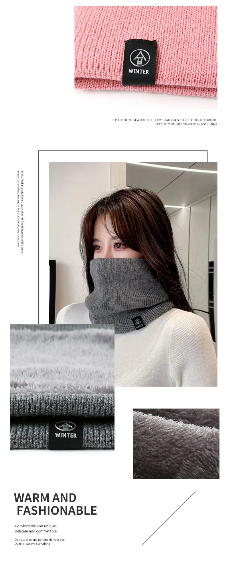 Fashion Women Knitted Scarf Solid Cashmer Like Winter Snood Scarves Lady Warm Thick Unisex Men Neck Scarfs Ring Badiee Stylez
