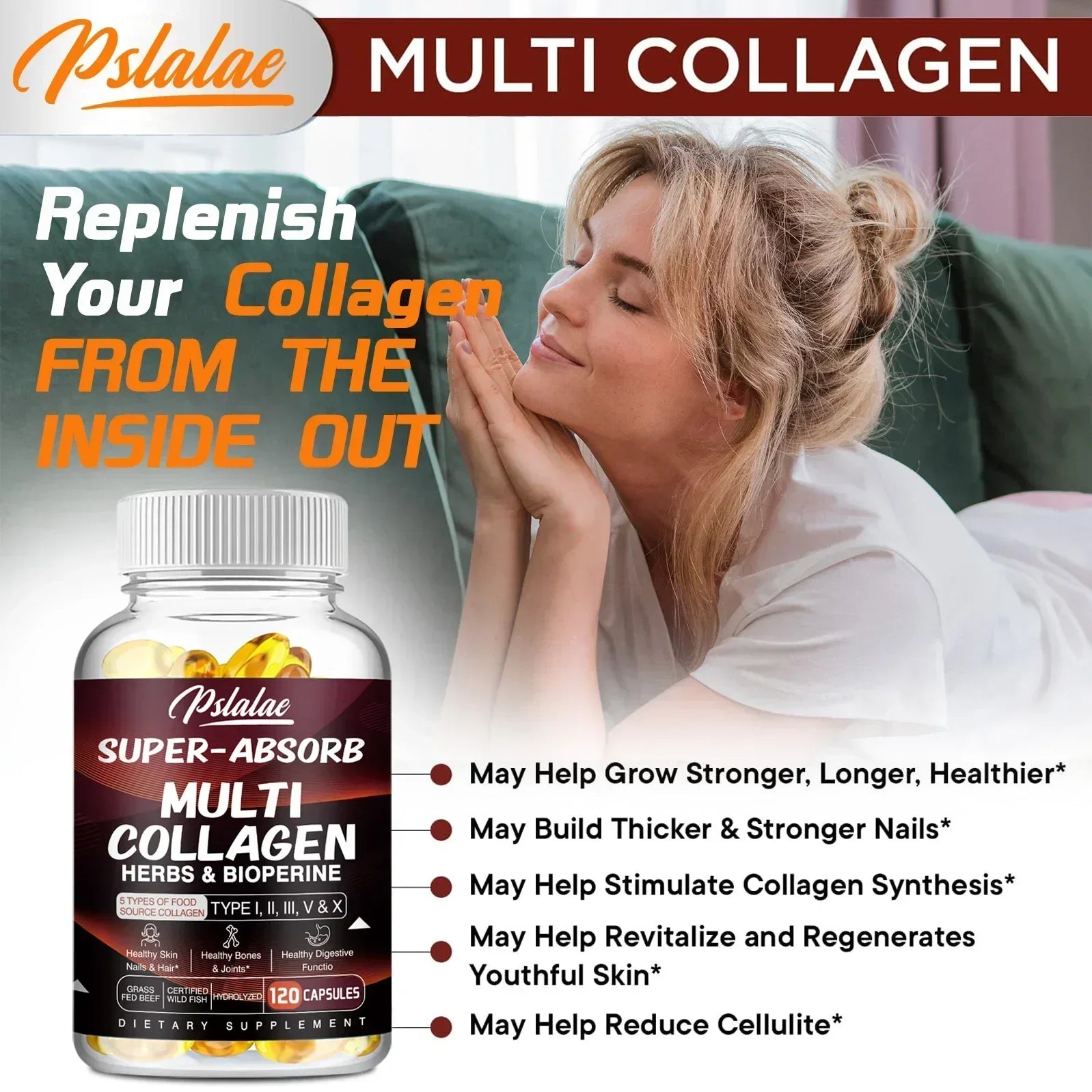 Multi Collagen Capsules - for Skin, Hair, Nails & Bone Health, Supports Joint, Digestive and Immune System Health