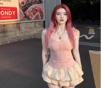 Original Art Aesthetics Design Angel Wings Splicing Sleeveless Strap Women's Y2K Korean Simple Temperament Sweet Slimming Top