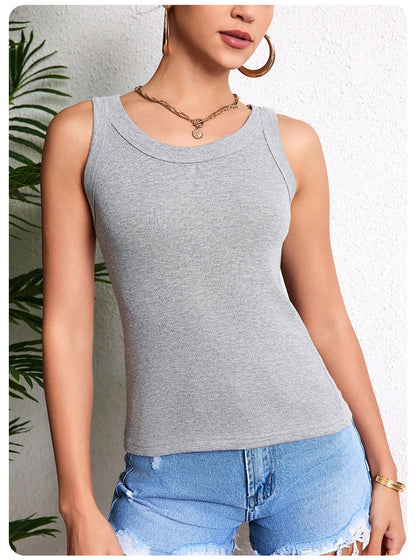 Ladies Four Seasons Solid Color Vest Fashion Joker Young Woman Threaded Camisole plus Size Bottoming Vest