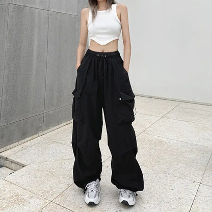 Retro Cargo Pants Women Fashion Streetwear High Waist Thin Casual Sweatpants Harajuku Sports Pants Woman Clothes Trousers Mujer Badiee Stylez