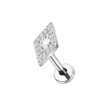 1PC Titanium Zircon Star Flower Labret Piercing for Women Cartilage Tragus Daith Helix Stud Earring Body Jewelry TC068-1 1.2x8mm