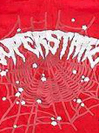 BIG PROMOTION Y2K European and American Autumn/Winter Men's Hip Hop Street Spider Web Letter Printed Loose Hooded Sweater