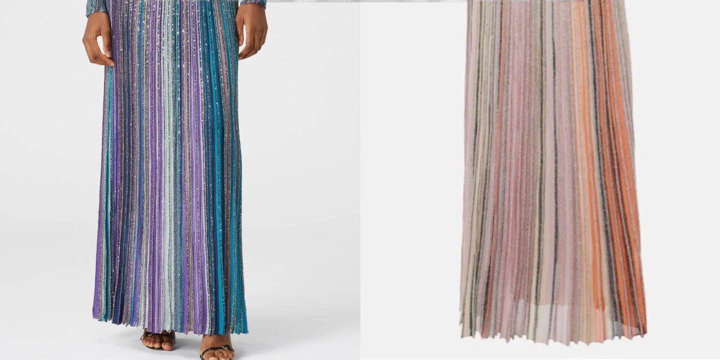 Women V Neck Long Sleeve Bright Silk Color Mosaic Stripe Waist Temperament Long Knitted Dress Badiee Stylez