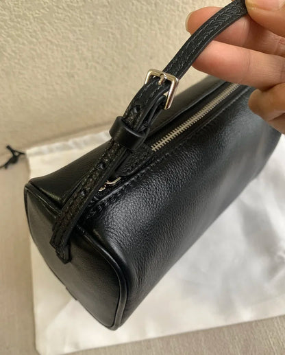 VIELINE Women's Pencil Bag Pillow Bag Genuine Leather Underarm Hobo Bag Day Clutches Ladies Simple Design Mini Purse