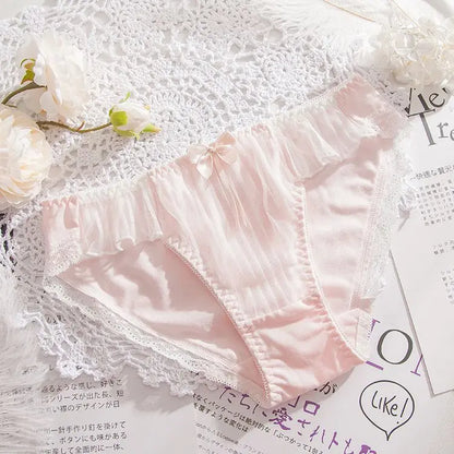 Japanese-Style Soft Girl Thin Transparent Pink Lolita Lolita Loli Lace Cute Sexy Underwear Fat style 8 1pc