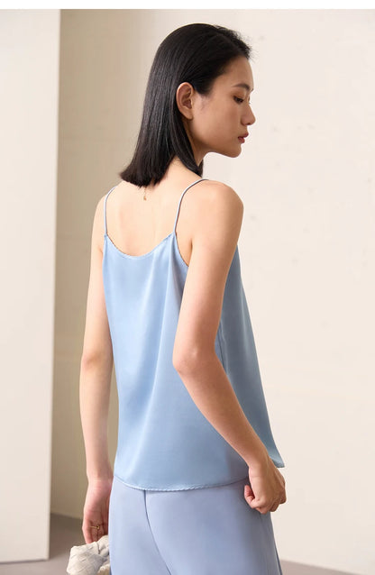 AMII Minimalism Sleeveless Top Women 2024 Summer New Camisole&Vest Office Lady Straight Chiffon Casual Female Clothing 12140330