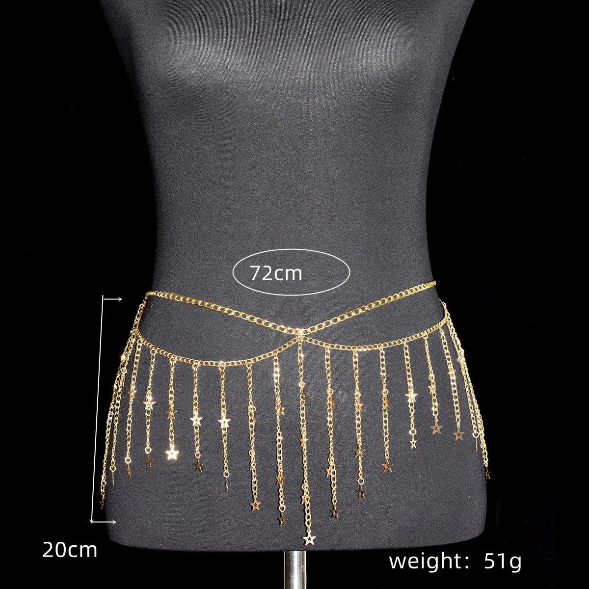 Festival Women's Metal Body Jewelry Sexy Fashion Belly Chain Tzitzit  Stars Waist Chain Birthday Party Daily Wear Accessories Badiee Stylez