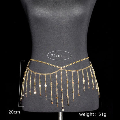 Festival Women's Metal Body Jewelry Sexy Fashion Belly Chain Tzitzit  Stars Waist Chain Birthday Party Daily Wear Accessories Badiee Stylez