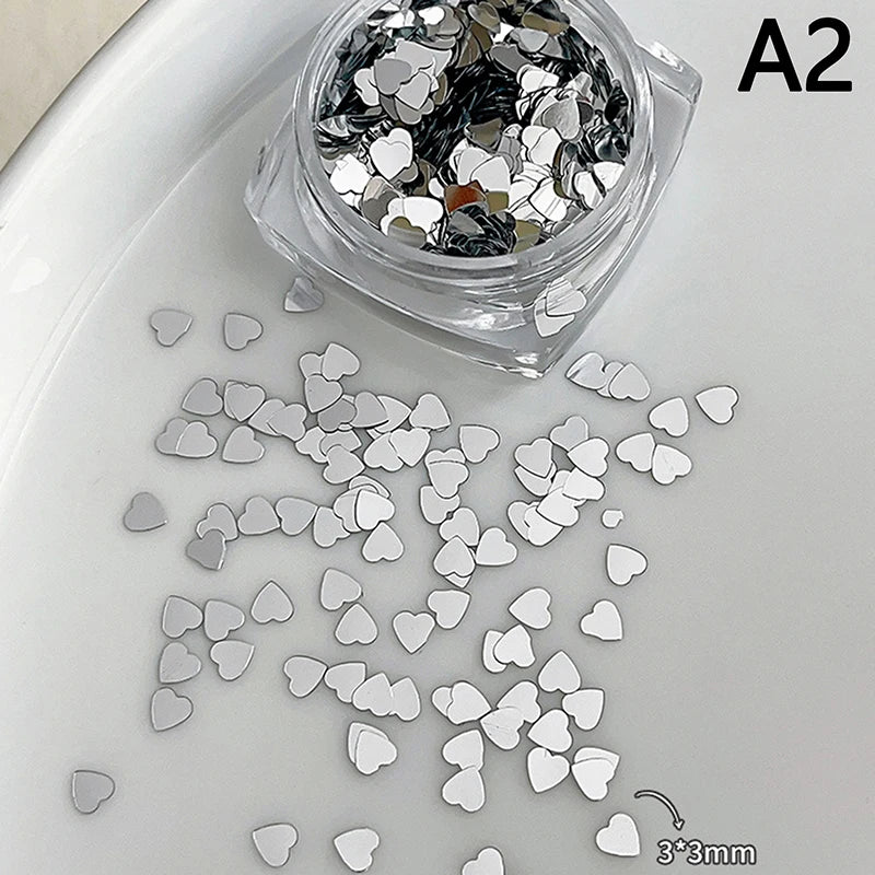 Holographic Laser Star Love Sequins Nail Glitter Gold Silver Sequin Mix Size Paillette DIY Design Nail Art Decorations Tool A2