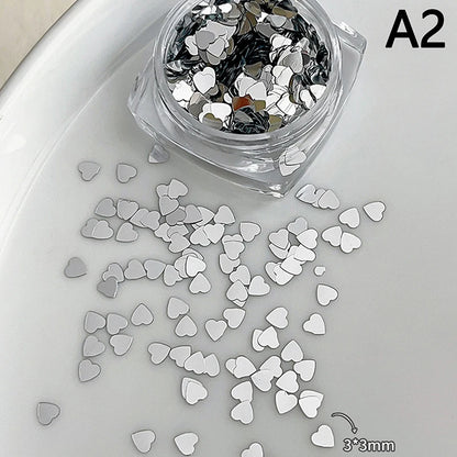 Holographic Laser Star Love Sequins Nail Glitter Gold Silver Sequin Mix Size Paillette DIY Design Nail Art Decorations Tool A2