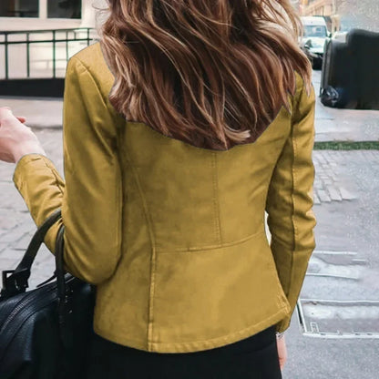 Slim Fit Faux Leather Jacket Women Classic Moto Biker PU Leater Jacket Spring Autumn Basic Zipper Coat Outerwear Badiee Stylez