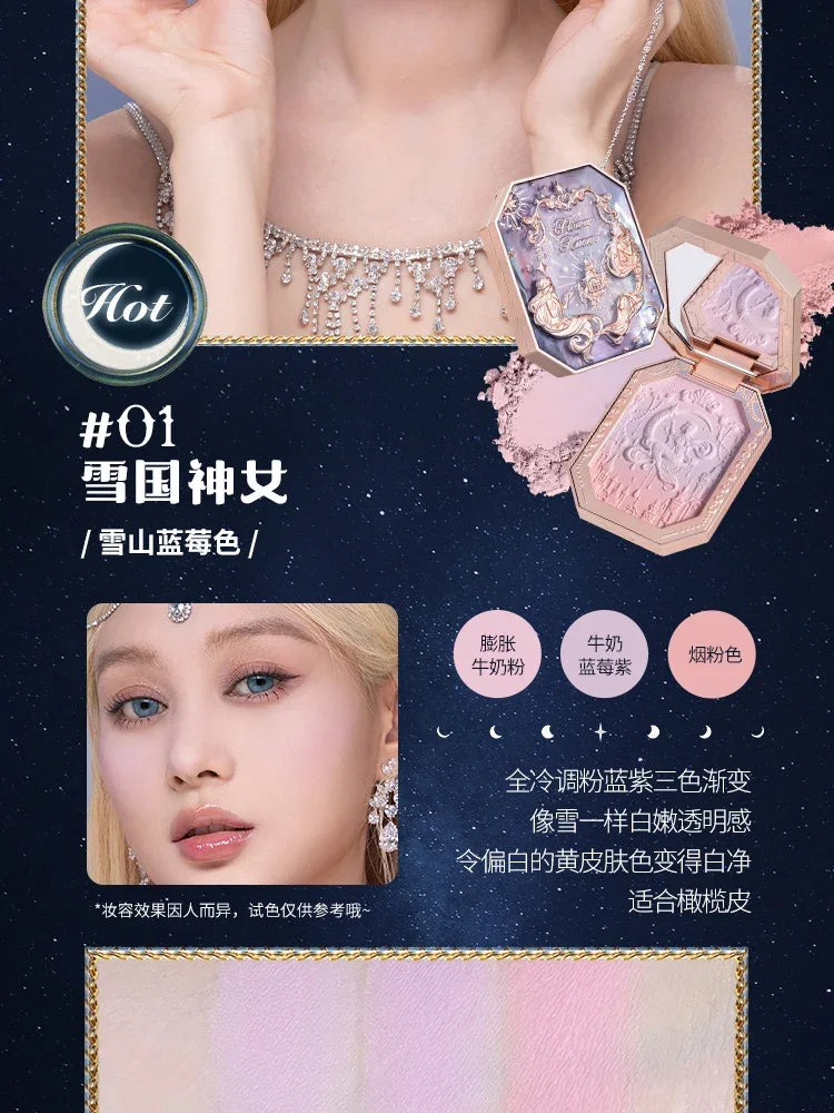 Flower Knows Cheek Blush Moonlight Mermaid Tri-Color Gradient Blusher in Matte Finish Vegan Cruelty Free Private Label Makeup