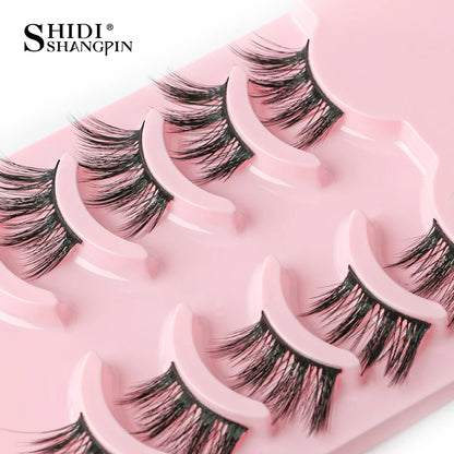 SHIDISHANGPIN 5/10Pairs False Lashes Cat Eye Eyelashes Eyelash Extension 3D Mink Half Lashes Natural Makeup faux Cils maquiagem
