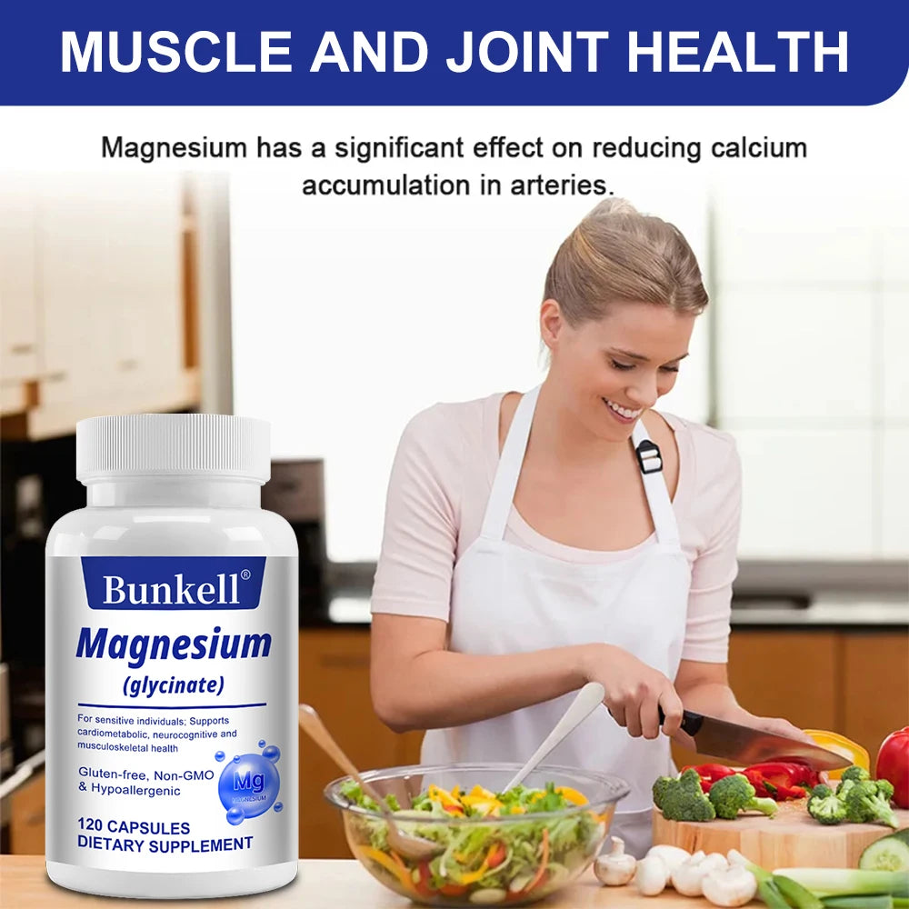 Magnesium Glycinate Supplement - For Muscle, Joint, Nerve Sleep Quality, Anxiety Stress Mood Health,Non-GMO