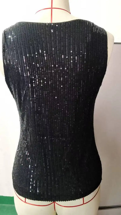 Amazon Quicktrade foreign trade explosion models Europe and the United States sexy ladies sequins summer light mature sexy V-nec