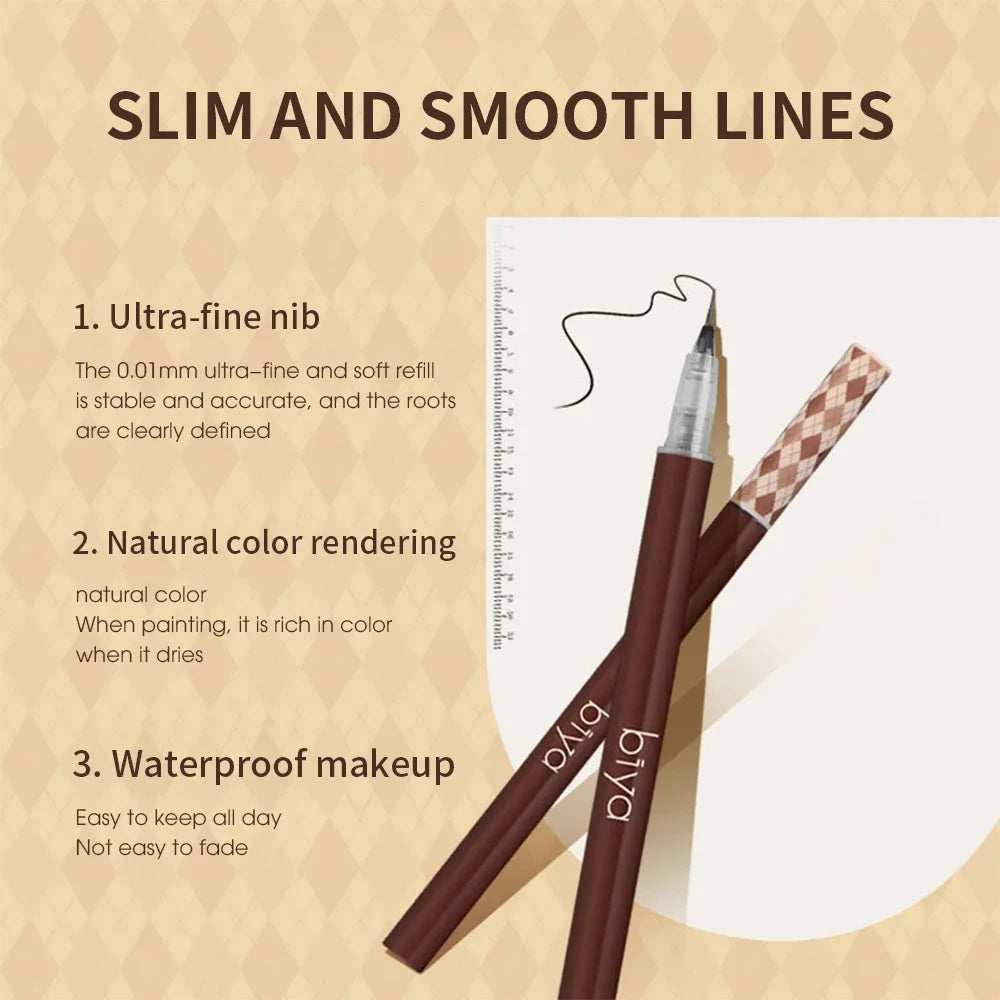 Ultra-fine Eyebrow Cosmetic Pencil Natural Brown Make Up Lying Silkworm Eyeliner Waterproof Long Lasting Liquid Eye Brow Pencil