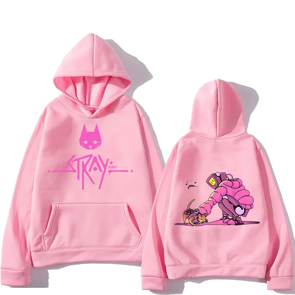 Fashion Women Men Hoodie Stray Cat Cotton Sweatshirt Game Print Pullover Hoodie Female Clothing Streetwear Top Gift Plus size Hpink1