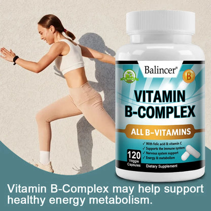 Vitamin B Complex - Supplement to support immune system, nerve health, energy and metabolism, mood support