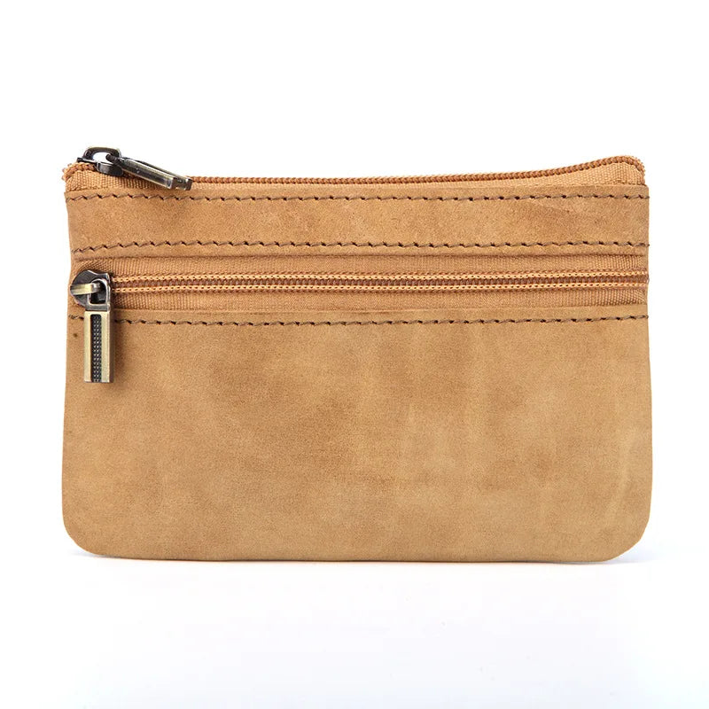 New Cow Leather Men's And Women's Change Vintage Coin Bag Headphone Purse Storage Mini Bag For Man And Woman