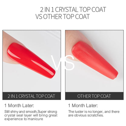 AWStorG15ml 2 IN 1 Crystal Top Coat Transparent Soak Off UV LED Nails Art Manicure Gel Nail Polish Varnishes Primer Function Gel