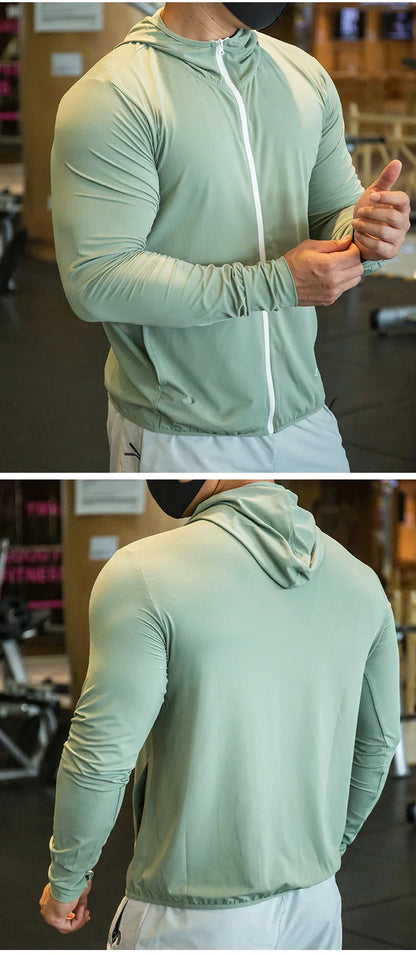 2023 new Men's Jacket Zip Hoodie Long Sleeve T-shirts Gym Sports Clothing Running Male Coat Jackets For Men Hooded Sweatshirts