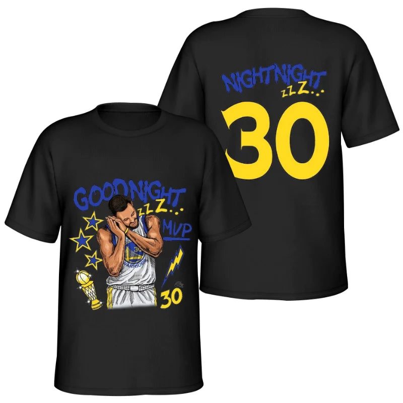 New Stephen Curry good night pattern Y2k Harajuku print high-quality pure cotton men's and women's sports and leisure T-shirt 3
