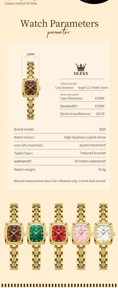 OLEVS 3695 Women Watches Tonneau Quartz Watch Waterproof Luminous Ladies Watch For Woman Luxury Fashion Original Elegant New