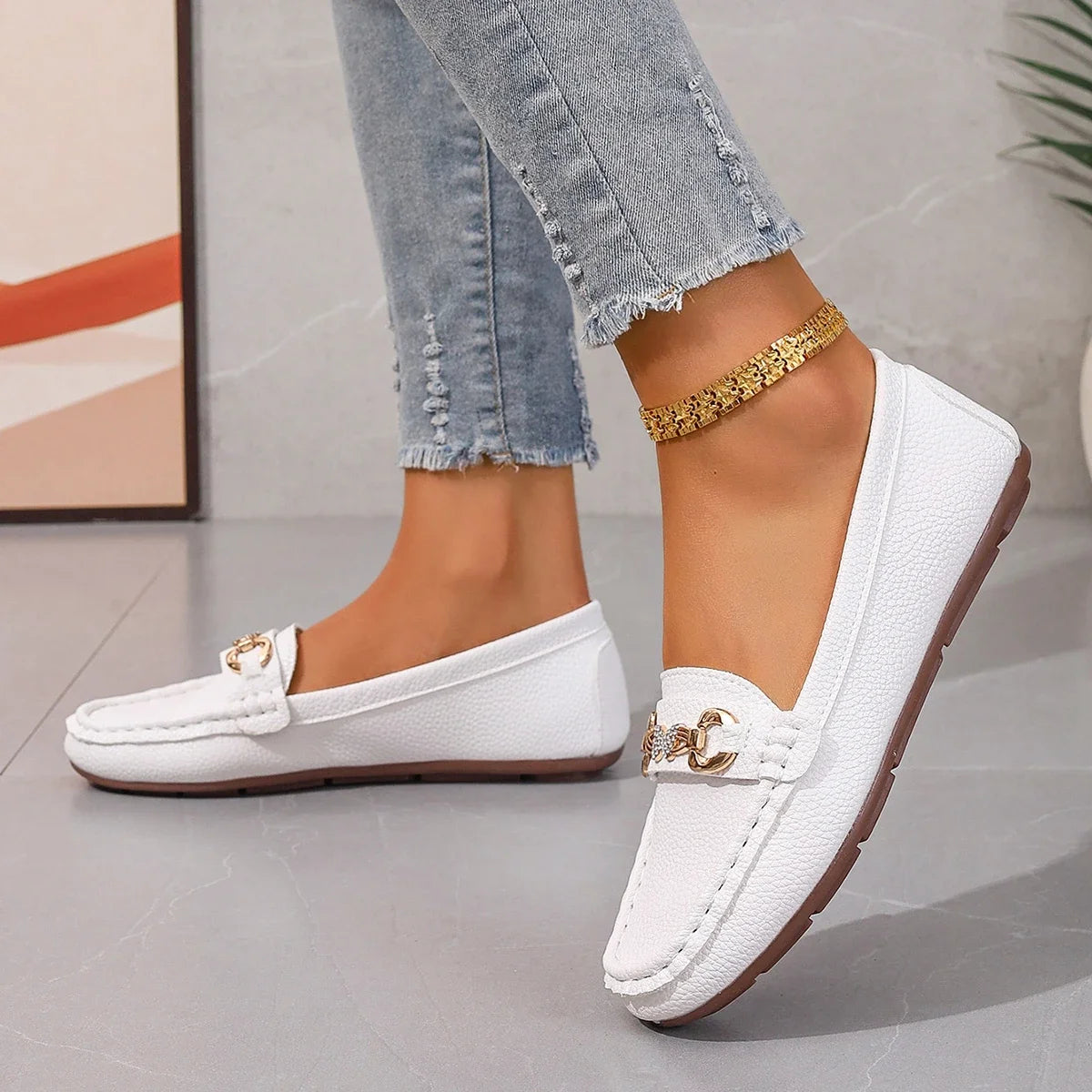 Women's Casual Slip on Mary Jane Shoes 2025 Spring Autumn New Fashion Round Toe Solid Soft Sole Flat Loafers Zapatos De Mujer