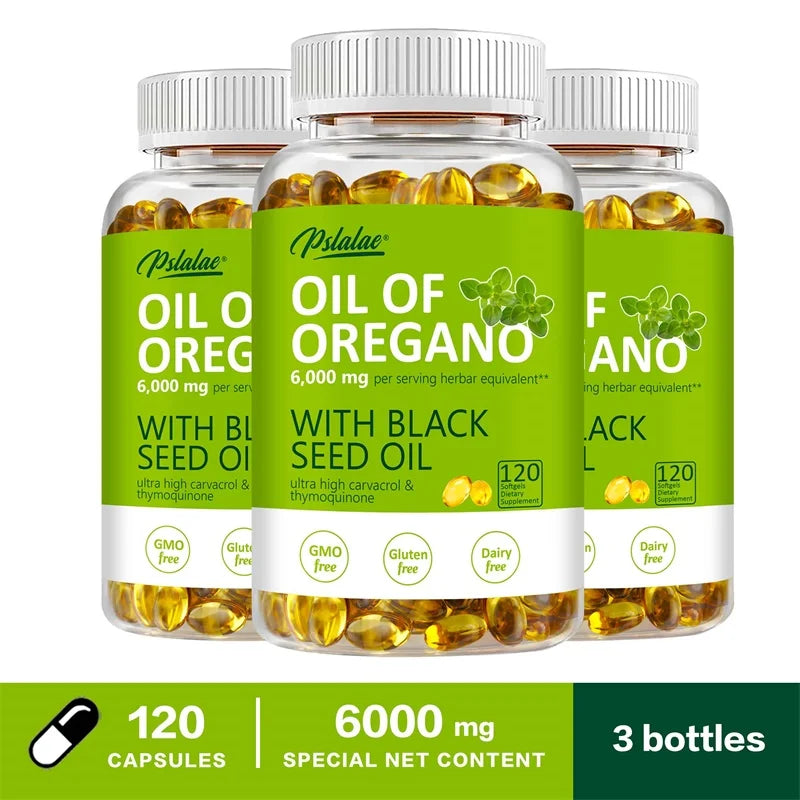 Oregano Oil Softgels - Contains Black Seed Oil, Promotes Digestion and Intestinal Health, Antioxidant, Enhances Immunity 120 Capsule-3bottles