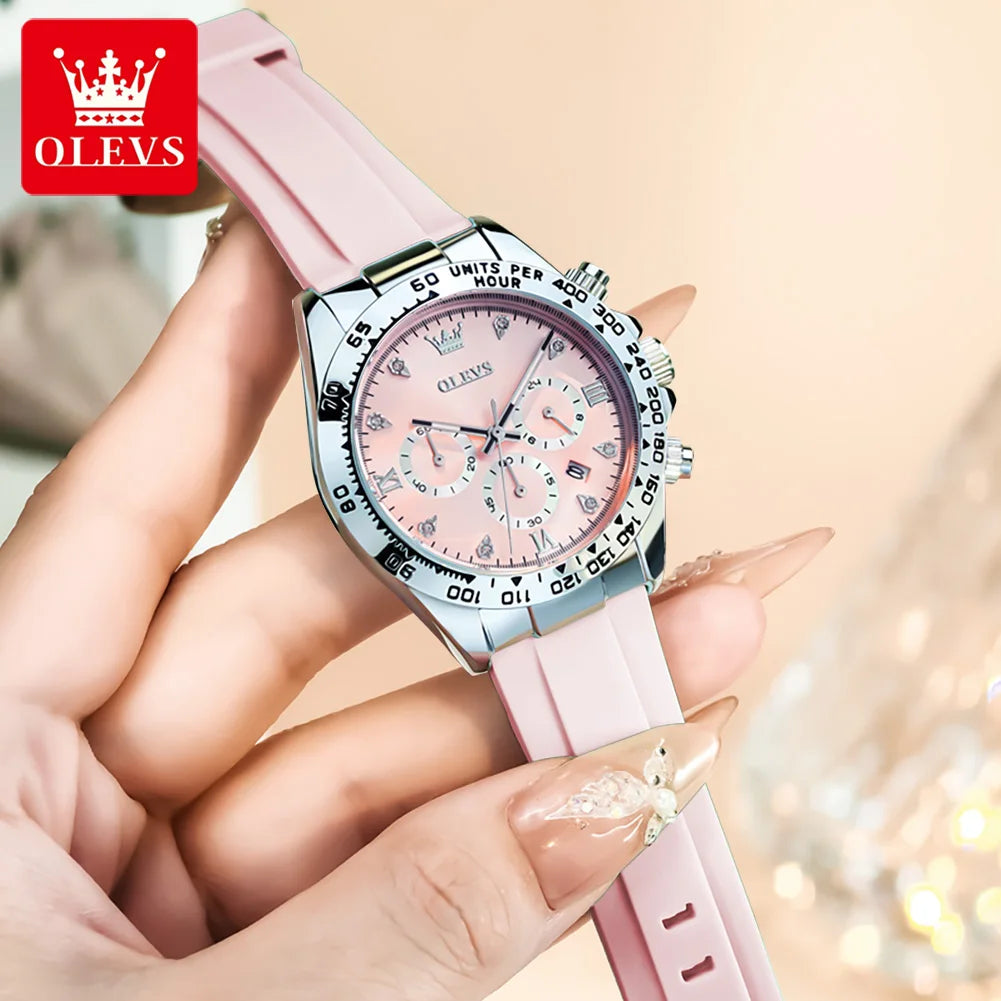 OLEVS 5618 Woman Watch Silicone Strap Luxury Brand Original Quartz Watch for Women Auto Date Waterproof Chronograph Ladies Clock