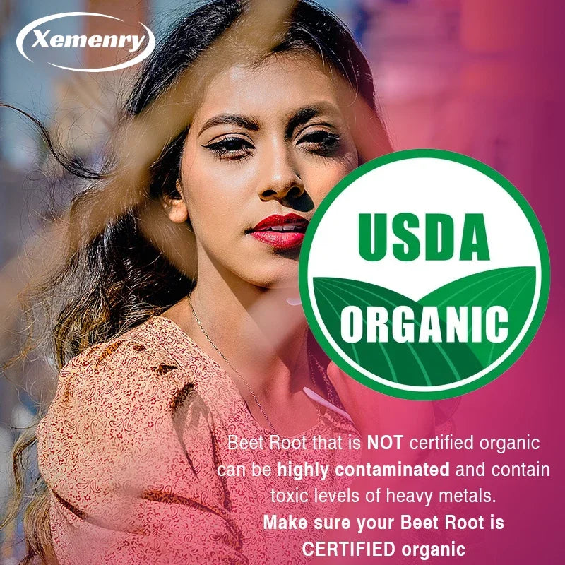 Organic Beetroot Capsules 8000 mg - Athletic Performance, Digestive and Heart Health Supplement