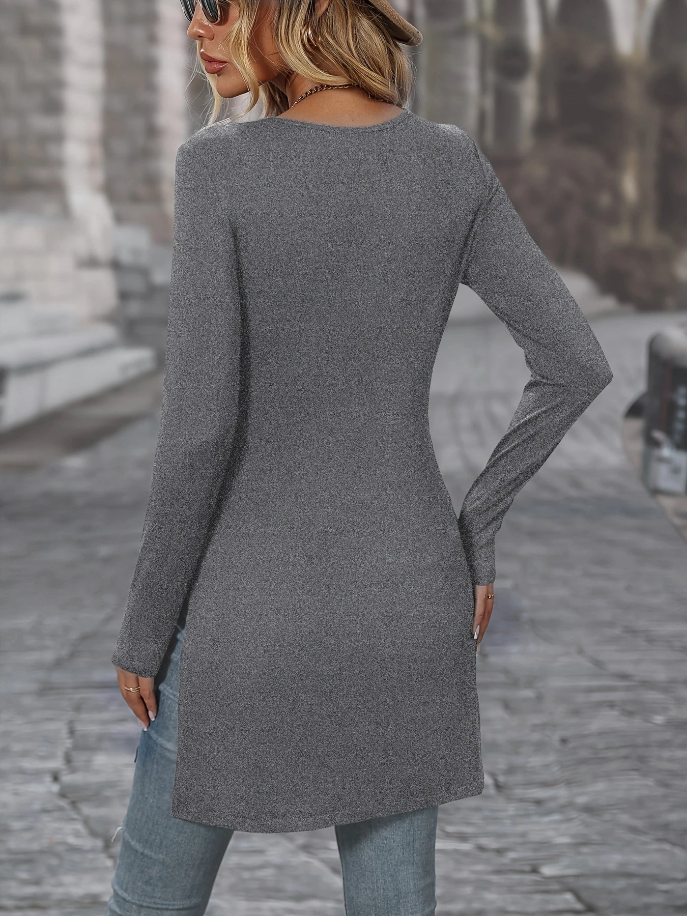 2023 Cross border Foreign Trade Europe and America Spring and Autumn New Children's Long Sleeve Slim Fit Slim Split Long T-shirt