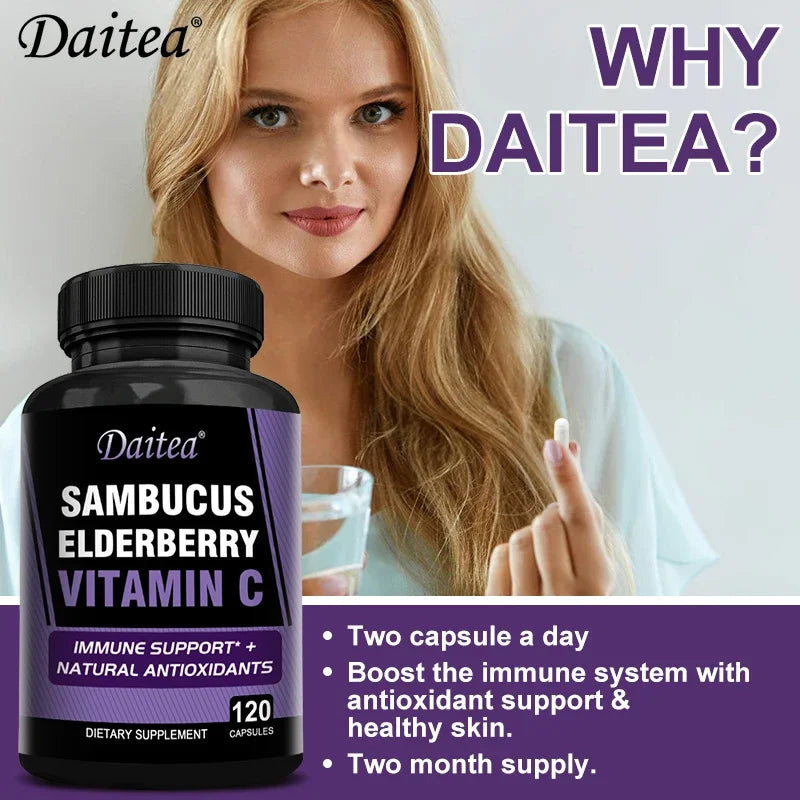 Elderberry Immune Support Supplement with Elderberry Vitamin C and Zinc To Support Respiratory Health and Boost Antioxidants