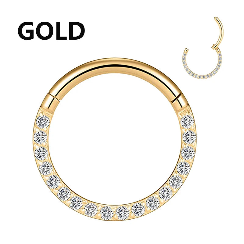 New Titanium Septum Piercing Nose Ring 8-10mm Opal Hinged Segment Clicker Ear Cartilage Earrings Helix Lip Piercing Body Jewelry type6