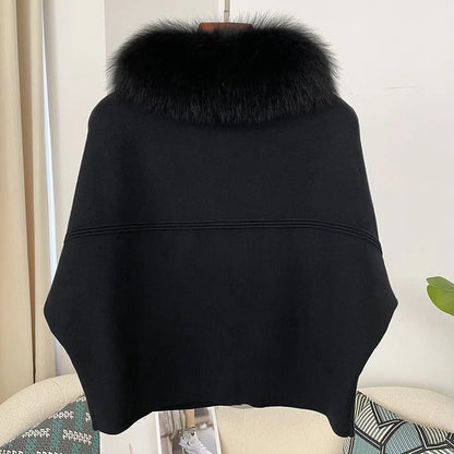 FURYOURSELF 2025 New Real Fox Raccoon Fur Collar Coat Knitted Sweater Women Short Sleeve Jacket Thick Warm Outerwear streetwear